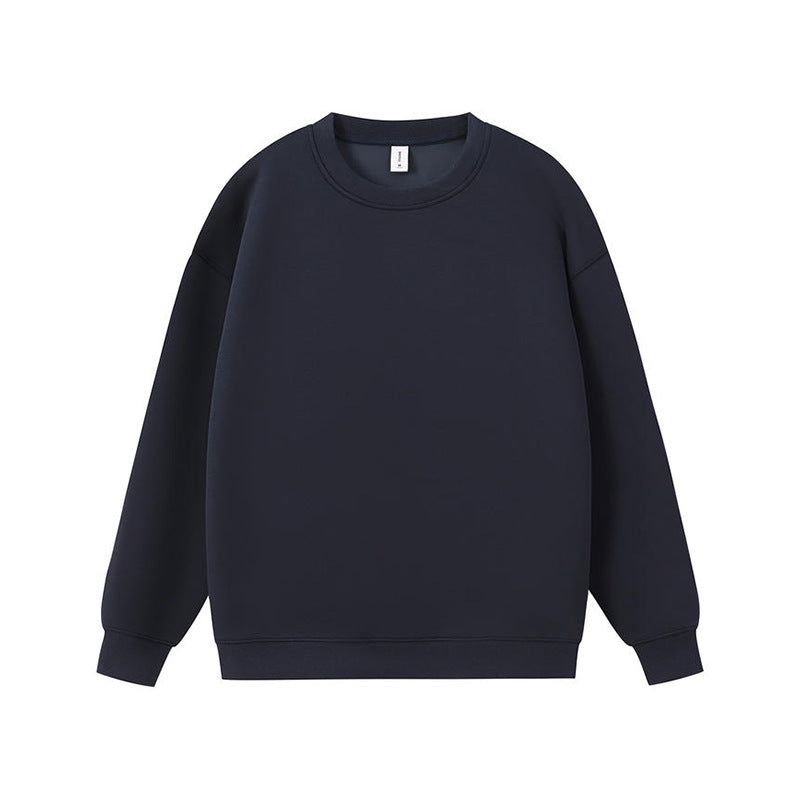 Retro solid color crew neck sweatshirt for men