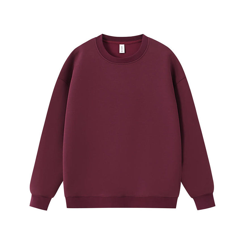 Retro solid color crew neck sweatshirt for men