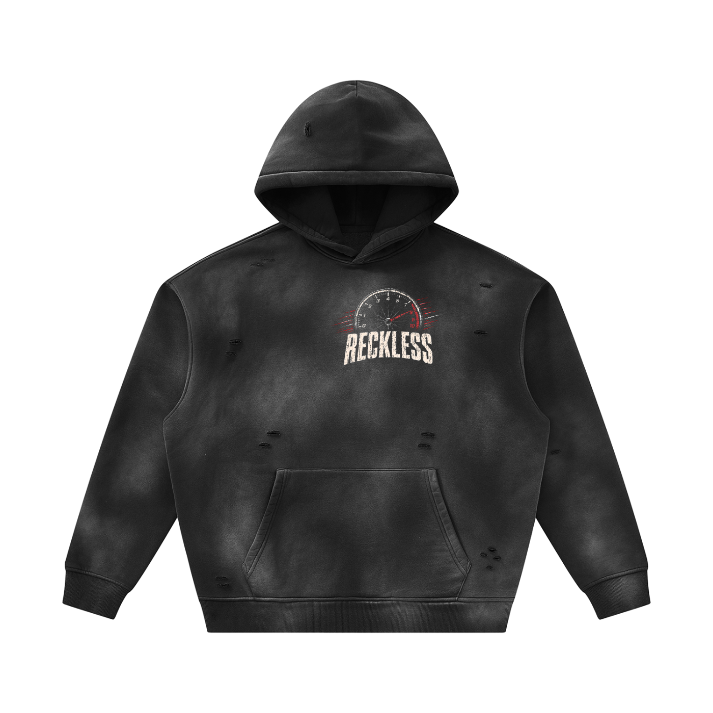 Unisex Sunfade Frayed Fleece Hoodie
