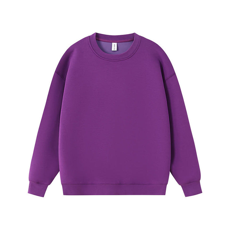 Retro solid color crew neck sweatshirt for men