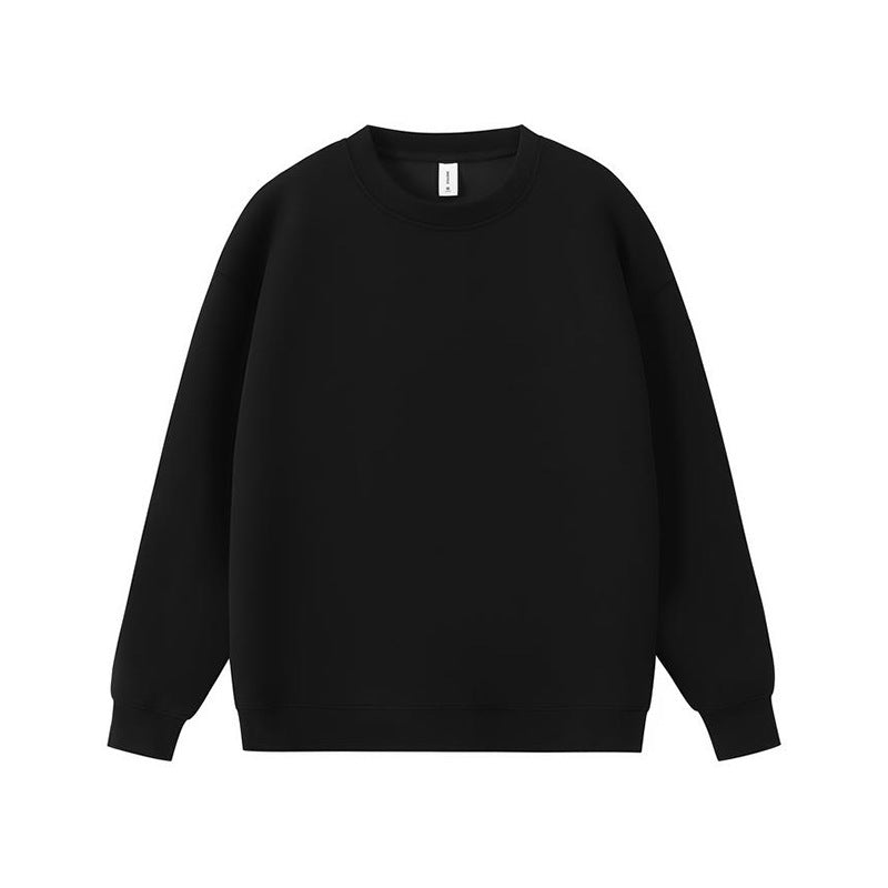 Retro solid color crew neck sweatshirt for men