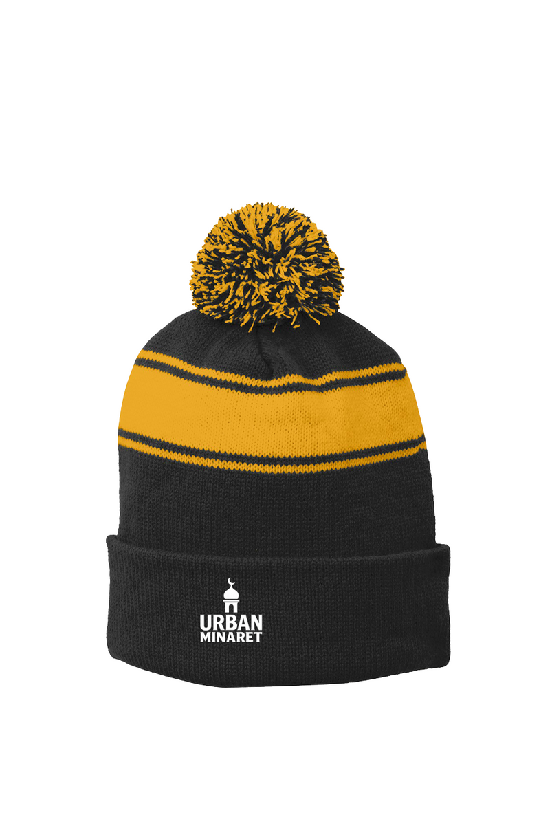 Stripe Pom Beanie