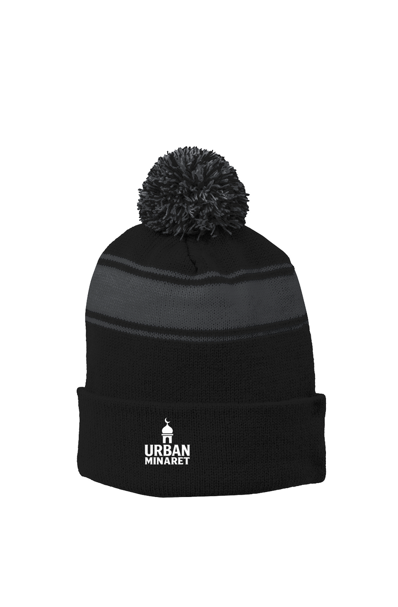 Stripe Pom Beanie