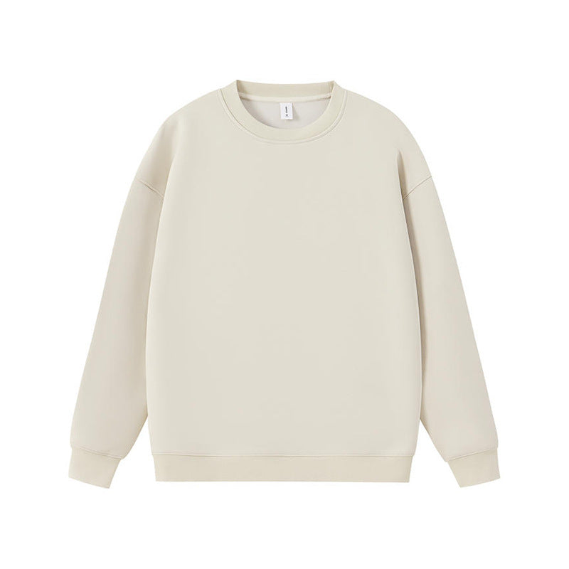 Retro solid color crew neck sweatshirt for men