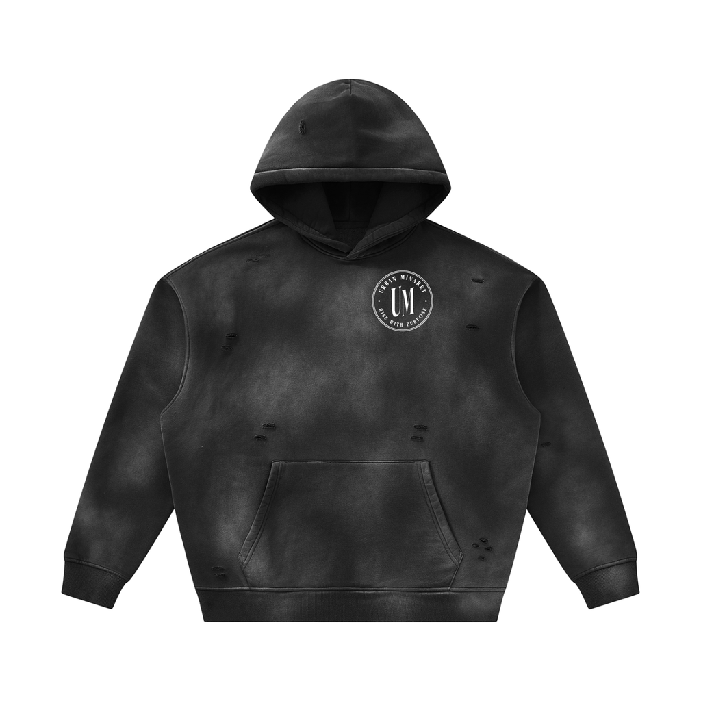 Unisex Sunfade Frayed Fleece Hoodie