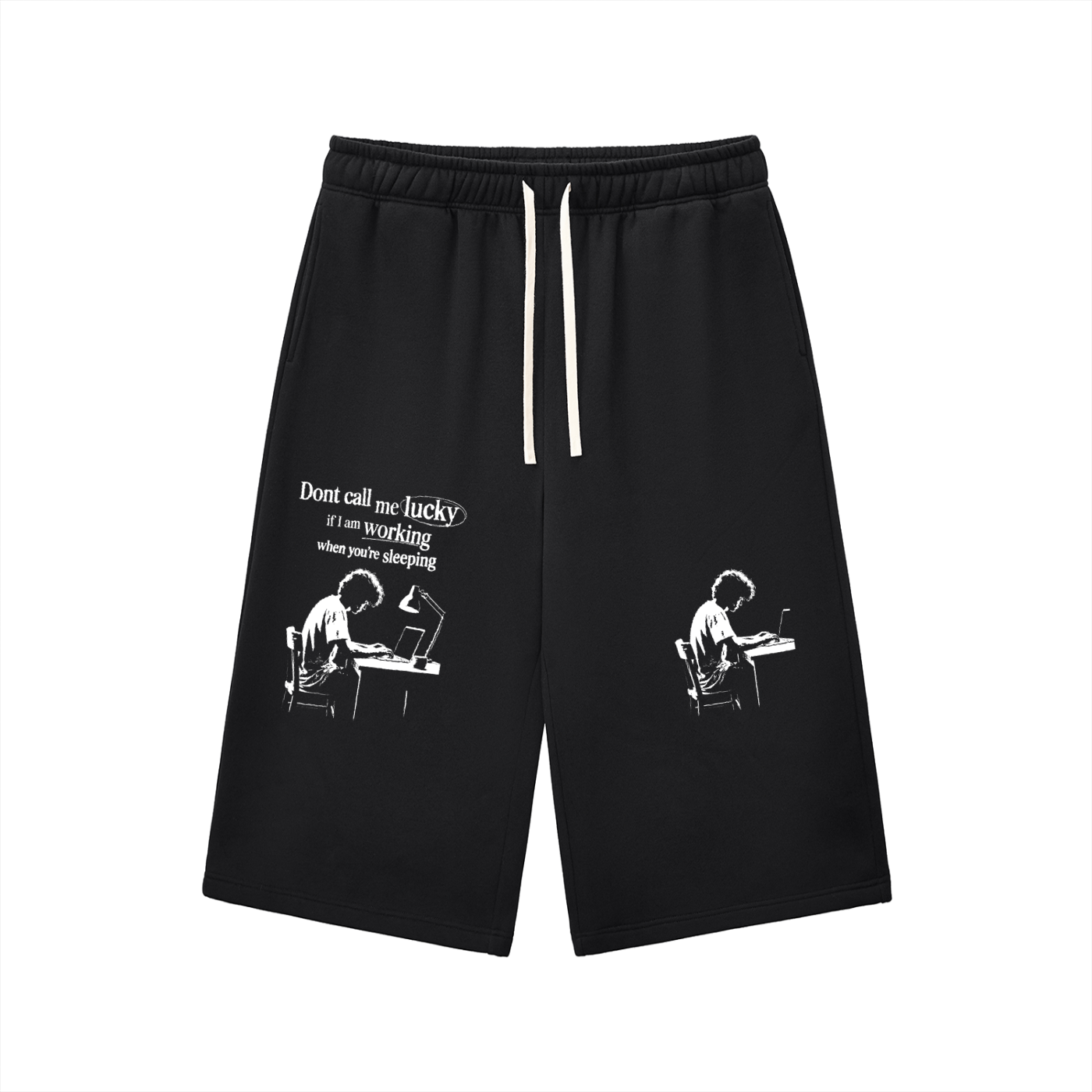 Relaxed Drawstring Three-quarter Sweatpants