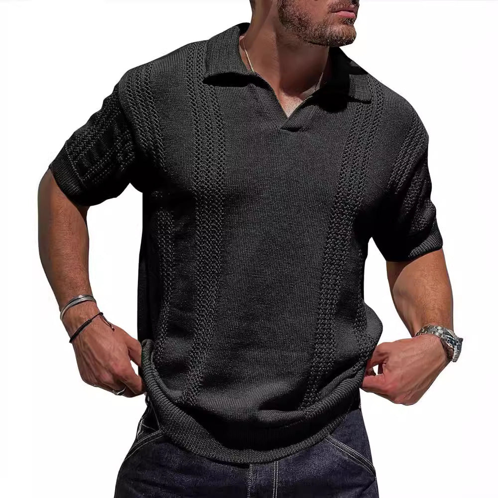 Loose Pure Color Cut Out Men's Tops for Men